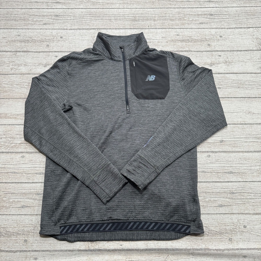 New Balance Sweatshirt Mens L Gray Quarter Zip Running Athletic Running Pullover